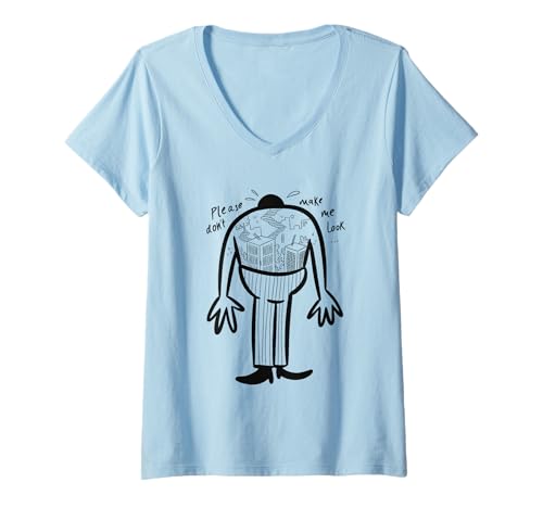 Damen Please Don't Make Me Look - Funny Fear of Heights T-Shirt mit V-Ausschnitt von Phobia Humor Collection