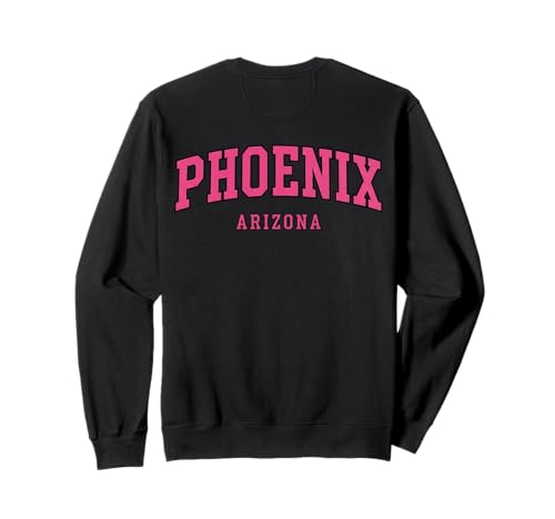 Phoenix Arizona Pink Curved College Style Text Damen Rücken Sweatshirt von Phoenix Arizona Pink Curved Text BACK Products