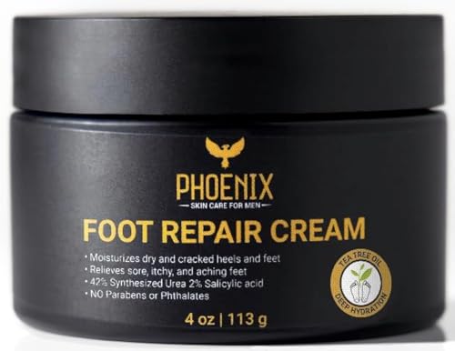 Fuß-Feuchtigkeitscreme – für trockene und rissige Füße – Hornhautentferner – Parabenfrei – Teebaumöl – 42% Urea-Creme – für weiche, glatte Füße – Phoenix Hautpflege – Fußcreme für Männer Fuß-Feuchtigkeitscreme – für trockene und rissige Füße – Hornhautentferner – Parabenfrei – Teebaumöl – 42% Urea-Creme – für weiche, glatte Füße – Phoenix Hautpflege – Fußcreme für Männer von Phoenix Foot Peel