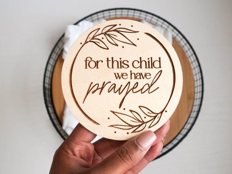 Baby Geburtsankündigung Zeichen Für Dieses Kind Haben Wir Gebetet Ankunft Taufgeschenk Bekanntgabe Plakette Neugeborene von PhoenixCove