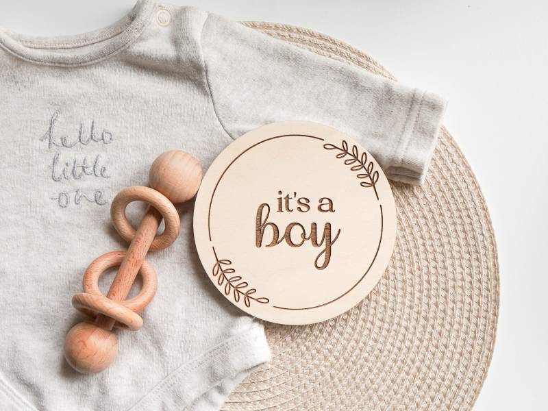 Geschlecht Offenbaren Baby-Ankunftszeichen Schwangerschaftsankündigungsschild Doppelseitiges Dekorationen Babygeschenkschild Neues von PhoenixCove