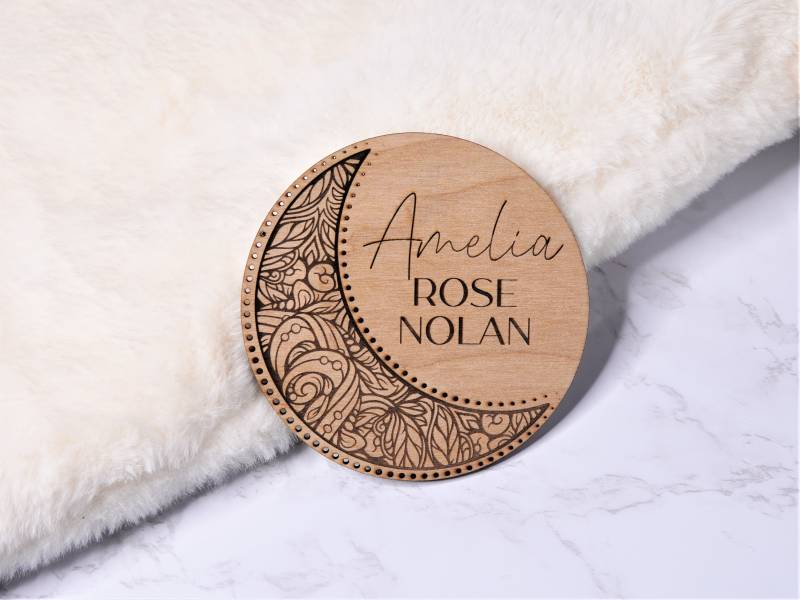 Personalisierte Baby Ankunft Ankündigung Zeichen Namen Bekanntgabe Name Offenbaren Holz Foto Prop Instagram Geburt Plaque von PhoenixCove