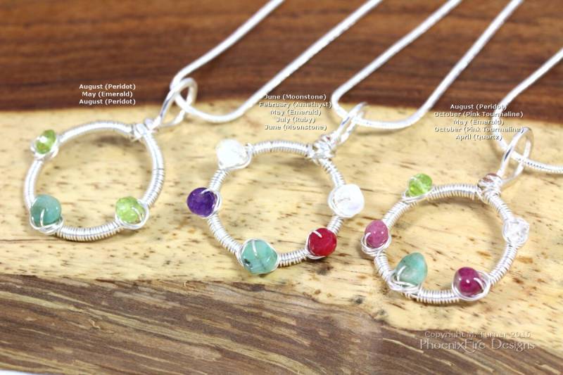 Muttertag Birthstone Schmuck Zierliche Kreis Halskette Familie Anhänger Eternity Personalisierte Benutzerdefinierte Mutter Neue Push Geschenk von PhoenixFireDesigns