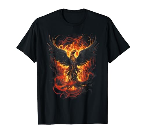Phönixkreatur Asche Wiedergeburt Flammen Symbolik Herren Damen Unisex-Erwachsene Schwarz Small EU S Kurzarm Klassisch Einfarbig Pullover T-Shirt von Phönixkreatur Asche Wiedergeburt Flammen Symbolik
