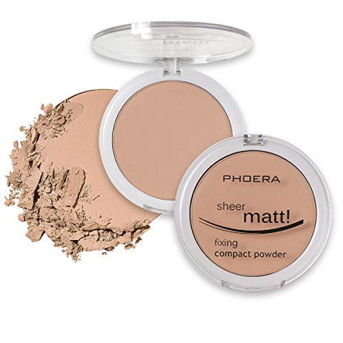 AQUAPURITY PHOERA Sheer Matte Compact Powder Fixing Powder Makeup Base Fixer Setting Powder Foundation Fixing Compact Pressed Powder Long Lasting Make Up Fixer Skin Vitamin E Beauty Blender (203 Nude) von Phoera