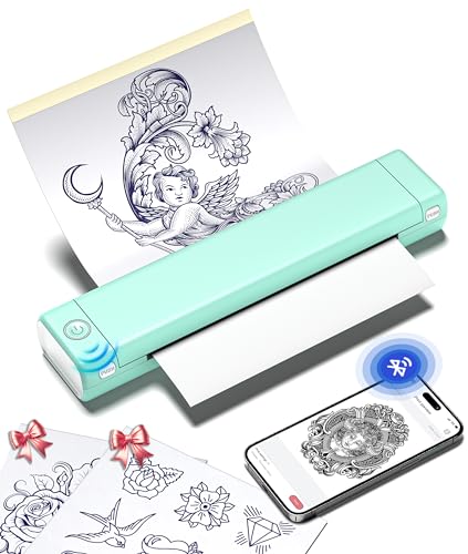 Phomemo M08F Tattoo Drucker Thermodrucker Tattoo Transfer Bluetooth Stencil Drucker mit 10 Stück Tattoo Transfer Papier für Tattoo Künstler Kompatibel mit Smartphone & PC von Phomemo