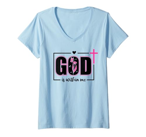 Damen God is Within Me Will I Not Fall Pink Psalm 46:5 Bible Verse T-Shirt mit V-Ausschnitt Damen God is Within Me Will I Not Fall Pink Psalm 46:5 Bible Verse T-Shirt mit V-Ausschnitt von Phone Case God is Within Me Will Not Fail Shirt