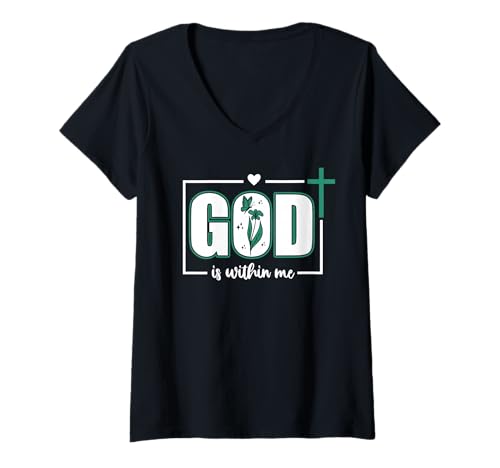 Damen God is Within Me Will I Not Fall Psalm 46:5 Teal Bible Verse T-Shirt mit V-Ausschnitt Damen God is Within Me Will I Not Fall Psalm 46:5 Teal Bible Verse T-Shirt mit V-Ausschnitt von Phone Case God is Within Me Will Not Fail Shirt