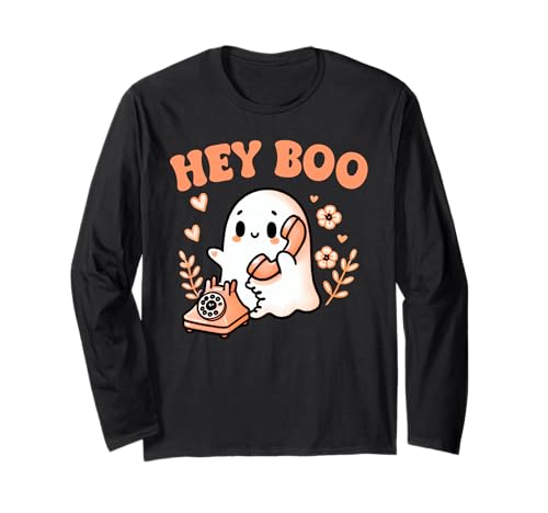Hey Boo Ghost Girl Calling Phone Halloween Spooky Boo JEE Langarmshirt Hey Boo Ghost Girl Calling Phone Halloween Spooky Boo JEE Langarmshirt von Phone Case Halloween Ghost Hey Boo Halloween Shirt