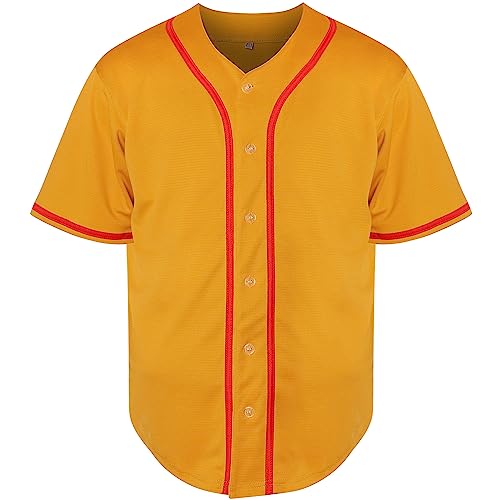 Phoneutrix Blank Plain Hip Hop Hipster Baseball Jersey Button Down Shirts Sport Uniformen Männer Frauen Trikot, Khaki, L von Phoneutrix