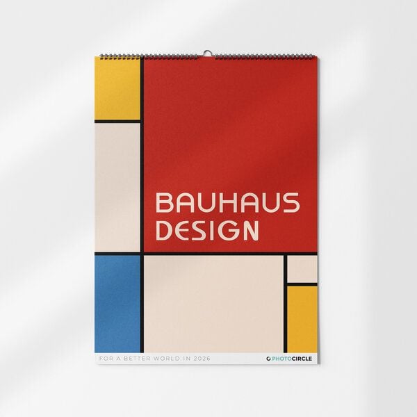Photocircle Bauhaus Design Wandplaner 2026 / Monatskalender mit minimalistischen Bauhaus Design Illustrationen von Photocircle
