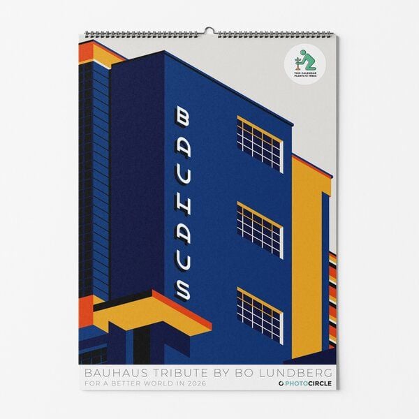 Photocircle Bauhaus Tribute Wandkalender 2026 mit retro Designpostern von Bo Lundberg von Photocircle