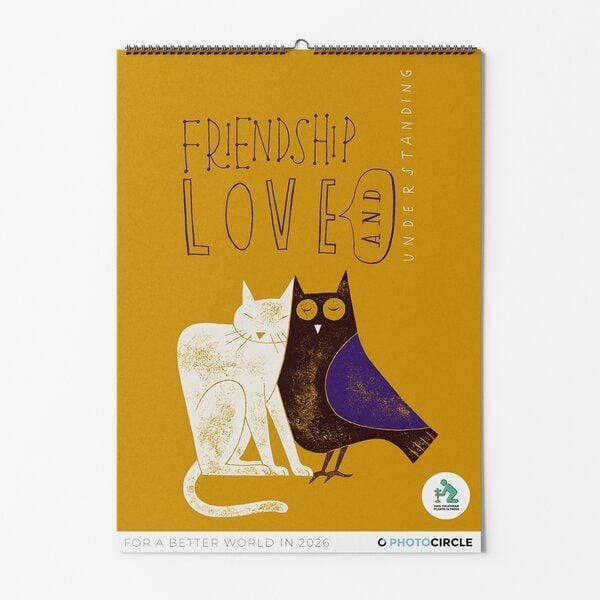 Photocircle Design Wandkalender 2026 – Friendship, Love & Understanding – mit Illustrationen von Jean-Manuel Duvivier von Photocircle
