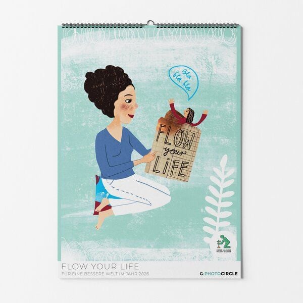 Photocircle Flow Your Life Wandkalender 2026 mit Illustrationen von Constanze Guhr für positive Gedanken und Achtsamkeit von Photocircle