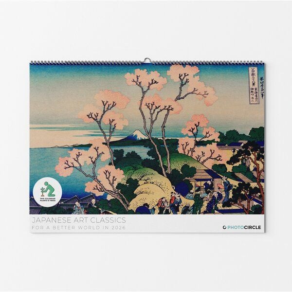 Photocircle Japan Kunstkalender 2026 / Wandkalender mit schönen Japandi Postern inklusive der Welle Kanagawa von Hokusai von Photocircle