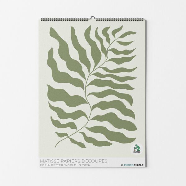 Photocircle Matisse Pastell Papiers Découpés Wandkalender 2026 / Kunstkalender mit Matisse Scherenschnitten / Paper Cut Outs in Pastellfarben von Photocircle