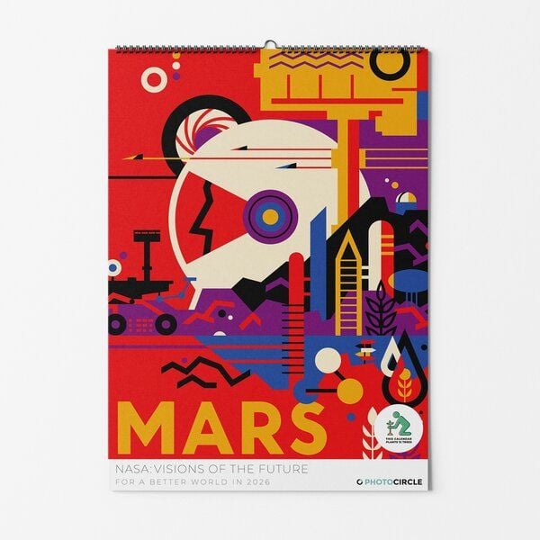 Photocircle NASA Wandkalender 2026 – Visions of the Future / Monatskalender mit Weltraum science-fiction Illustrationen von Photocircle