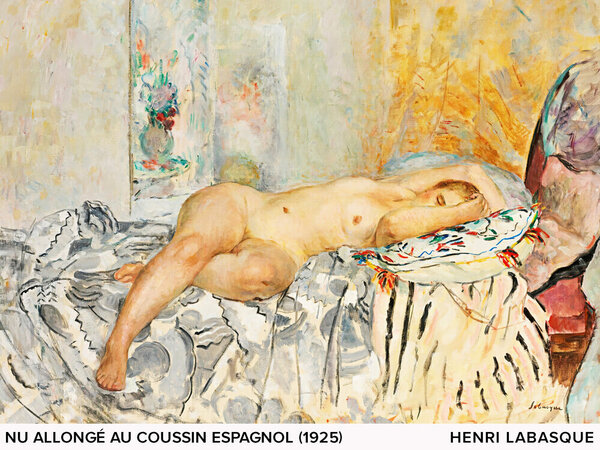 Photocircle Poster / Leinwandbild / Kunst - Henri Lebasque: Liegender Akt mit spanischem Kissen von Photocircle
