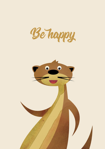 Photocircle Poster / Leinwandbild - Be Happy Otter – Illustration für Kinder von Photocircle