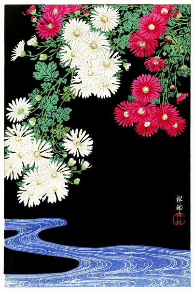 Photocircle Poster / Leinwandbild - Chrysanthemen von Ohara Koson von Photocircle