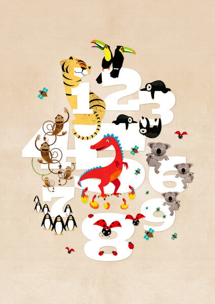 Photocircle Poster / Leinwandbild - Eins, zwei, drei Tiere – Illustration für Kinder von Photocircle