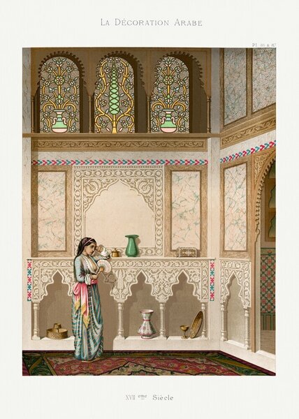 Photocircle Wandbild / Kunstdruck / Poster / Leinwand - Emile Prisse d’Avennes: Vintage Arabeske Wohnzimmer Lithographie von Photocircle