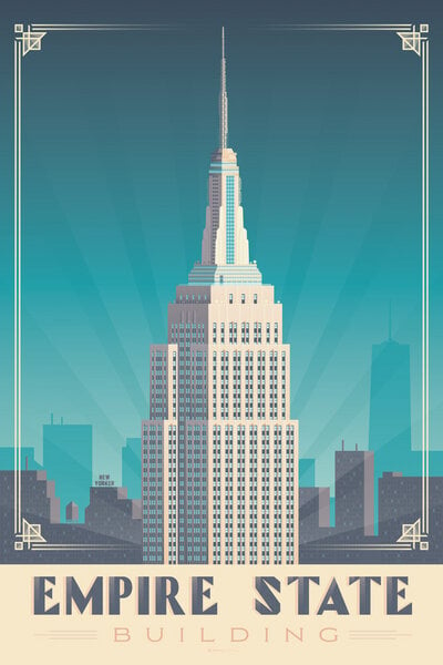 Photocircle Poster / Leinwandbild - Empire State Building New York Vintage Travel Wandbild von Photocircle