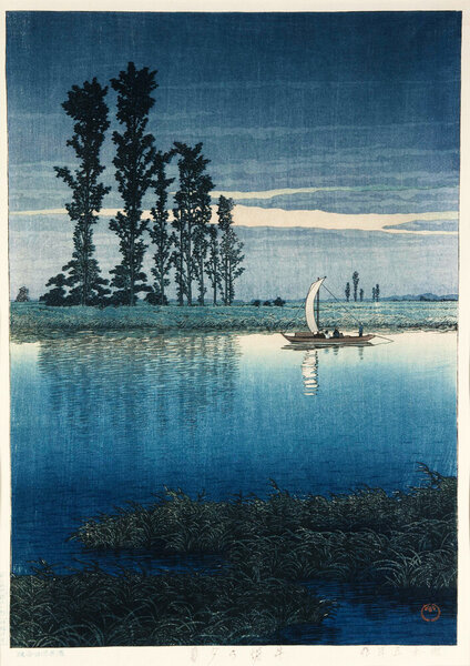 Photocircle Poster / Leinwandbild - Evening of Ushibori by Hasui Kawase von Photocircle