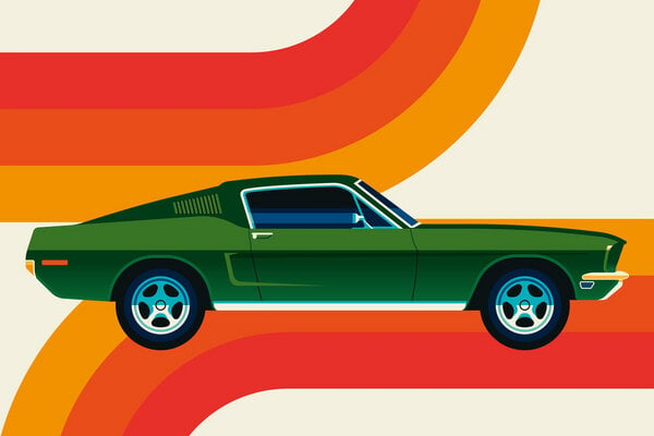 Photocircle Poster / Leinwandbild - Green Vintage Sports Car von Photocircle