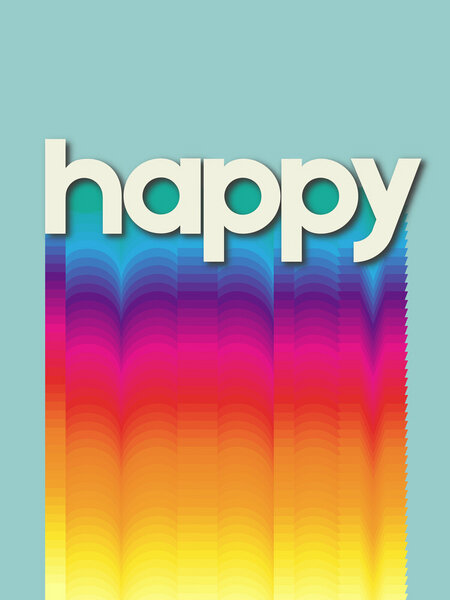 Photocircle Poster / Leinwandbild - HAPPY - retro rainbow typography von Photocircle