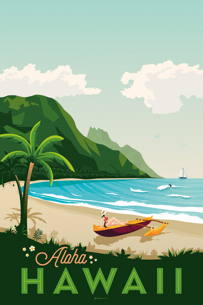 Photocircle Poster / Leinwandbild - Hawaii Vintage Travel Wandbild von Photocircle