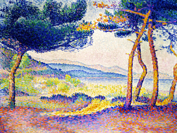 Photocircle Poster / Leinwandbild - Henri-Edmond Cross: Kiefern am Ufer von Photocircle