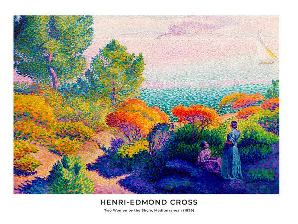 Photocircle Poster / Leinwandbild - Henri-Edmond Cross: Zwei Frauen am Ufer- Ausstellungsposter von Photocircle