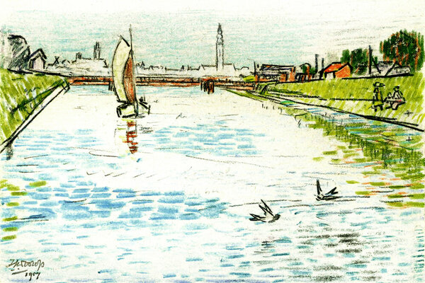 Photocircle Poster / Leinwandbild - Jan Toorop: Blick auf einen Kanal mit Segelschiff von Photocircle