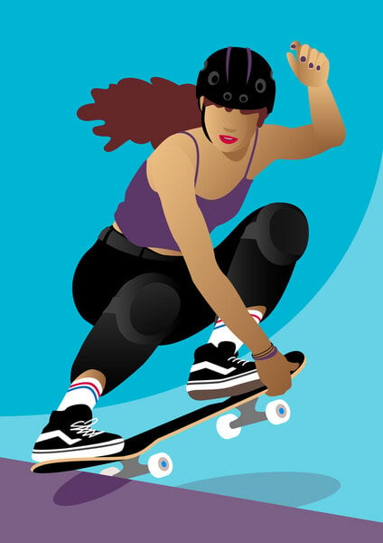 Photocircle Poster / Leinwandbild - Mädchen mit Skateboard von Photocircle