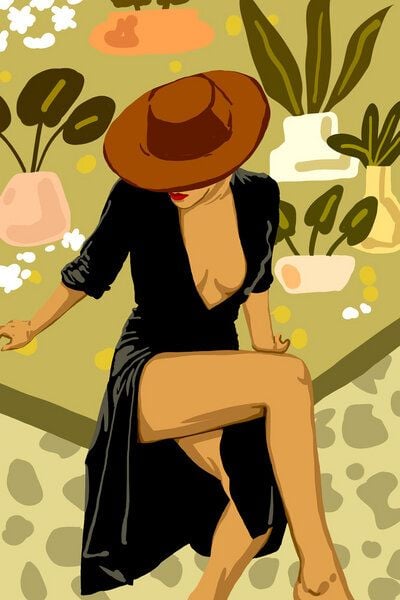 Photocircle Poster / Leinwandbild - Make it Worth Their While, High Fashion Brown Woman Illustration von Photocircle