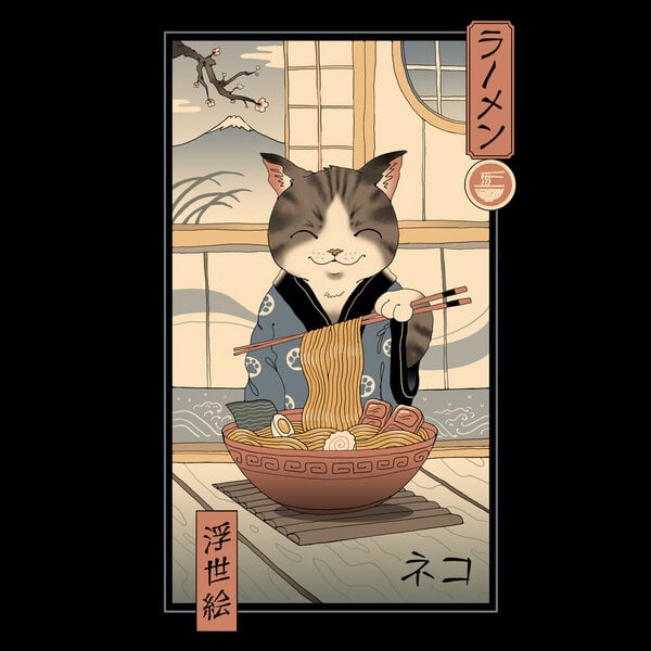 Photocircle Poster / Leinwandbild - Neko Ramen Ukiyo-e von Photocircle