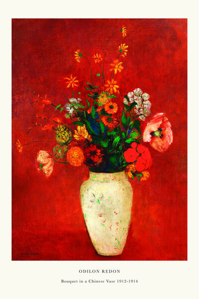 Photocircle Poster / Leinwandbild - Odilon Redon Ausstellungsposter - Blumenbouquet in Chinesischer Vase von Photocircle