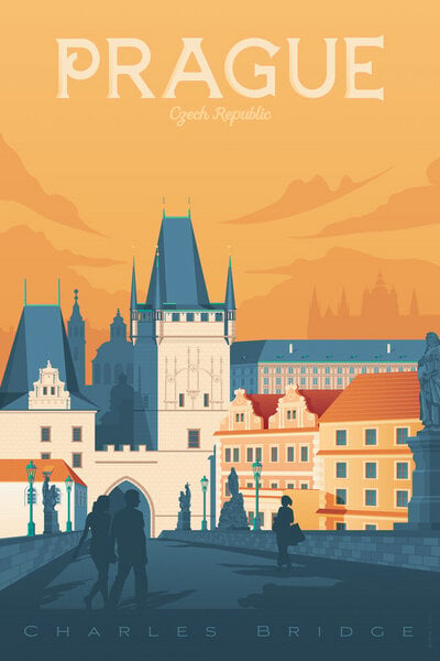 Photocircle Poster / Leinwandbild - Prag Vintage Travel Wandbild von Photocircle