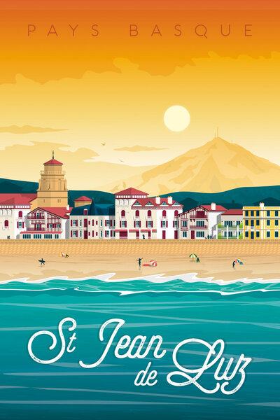 Photocircle Poster / Leinwandbild - St Jean de Luz Vintage Travel Wandbild von Photocircle