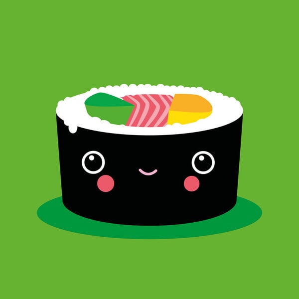 Photocircle Poster / Leinwandbild - Sushi Maki – Illustration für’s Kinderzimmer von Photocircle