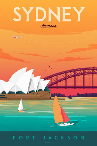 Photocircle Poster / Leinwandbild - Sydney Vintage Travel Wandbild von Photocircle