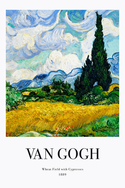 Photocircle Poster / Leinwandbild - Vincent van Gogh: Weizenfeld mit Zypressen (Ausstellungsposter ) von Photocircle