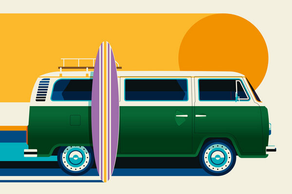 Photocircle Poster / Leinwandbild - Vintage Surfer Van von Photocircle