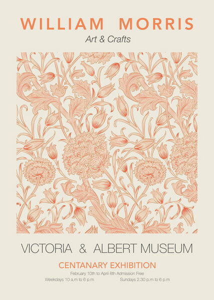 Photocircle Poster / Leinwandbild - William Morris - orangefarbenes Blumenmuster von Photocircle