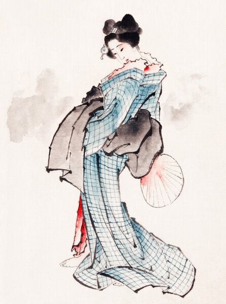 Photocircle Poster / Leinwandbild - Woman in Kimono by Katsushika Hokusai von Photocircle