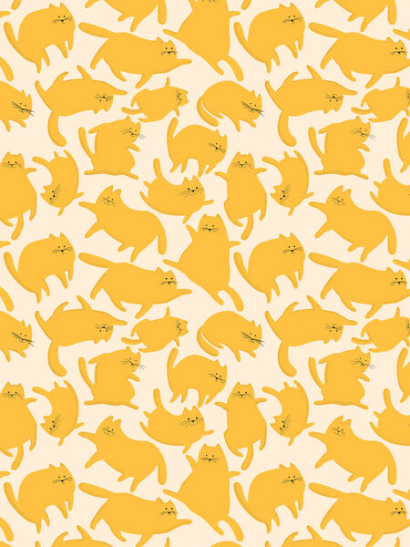 Photocircle Poster / Leinwandbild - Yellow Cats Pattern von Photocircle