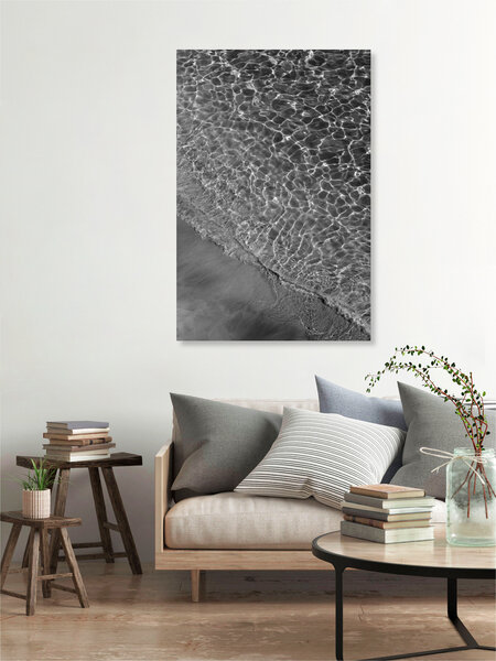 Photocircle Poster / Leinwandbild - where SAND and WATER meet - black & white edition von Photocircle