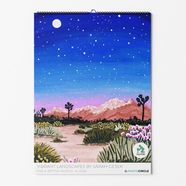 Photocircle Vibrant Landscapes Kalender 2026 / Leuchtend-verträumte Landschaftsillustrationen von Sara Gesek von Photocircle
