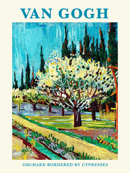 Photocircle Wandbild / Kunstdruck / Poster / Leinwand - Vincent van Gogh: Von Zypressen gesäumter Obstgarten von Photocircle